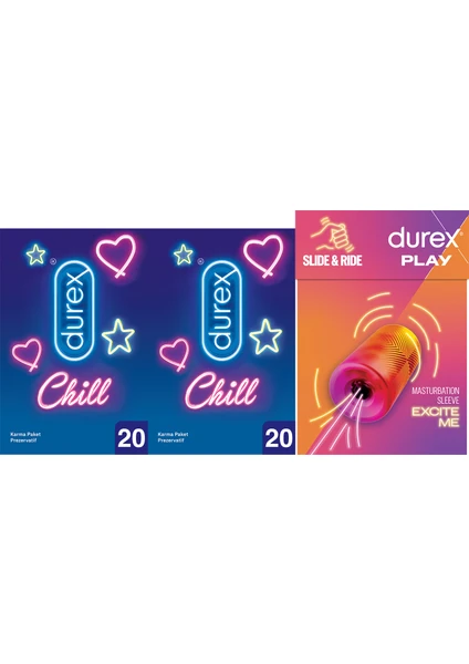 Manuel Mastürbatör + Durex Chill Prezervatif 40lı