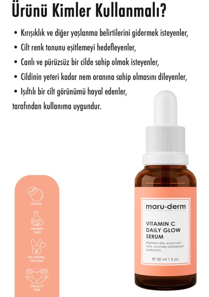 C Vitamini ve Peptid Aydınlatıcı Cilt Bakım Serumu 30 ml