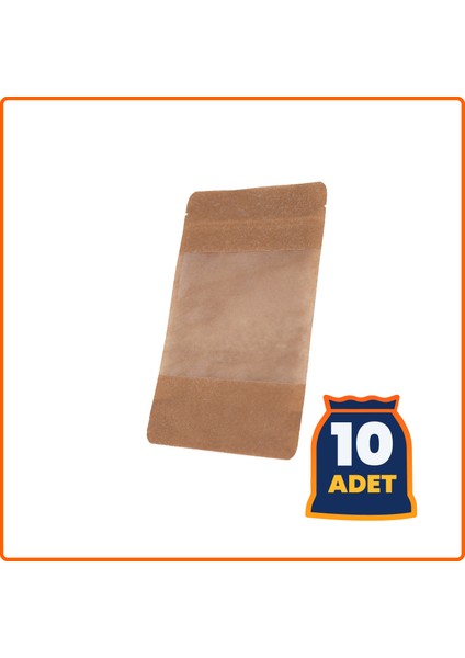 Doypack Geniş Pencereli Kraft 13X22,5 cm - 10 Adet