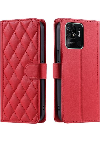 MY Boutique1 Telefon Kılıfı Için Xiaomi Redmi 10C Kafes Flip Folio Cüzdan El Kayışı (Yurt Dışından)