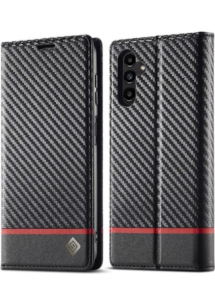 Samsung Galaxy A35 5g Deri Folio Flip Case Manyetik Karbon (Yurt Dışından)