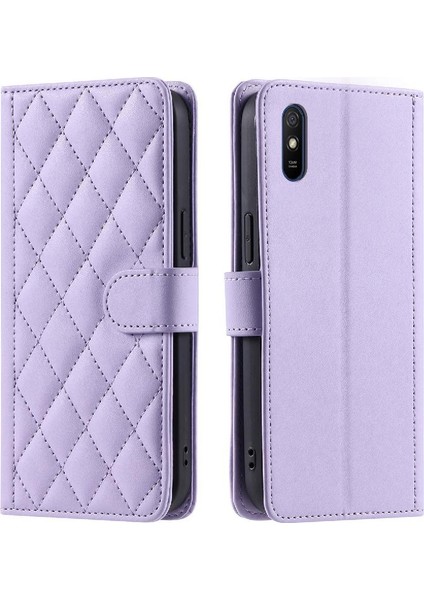 Telefon Kılıfı Için Xiaomi Redmi 9A Kafes Flip Folio Cüzdan Kart Yuvaları El (Yurt Dışından)