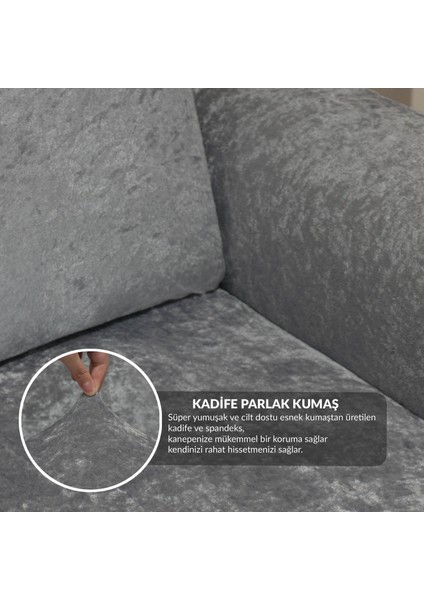 Kadife 3 kişilik koltuk örtüsü Lastikli Kanepe Örtüsü Antrasit | Lastikli Koltuk Örtüsü | Koltuk Kılıfı fırsatları