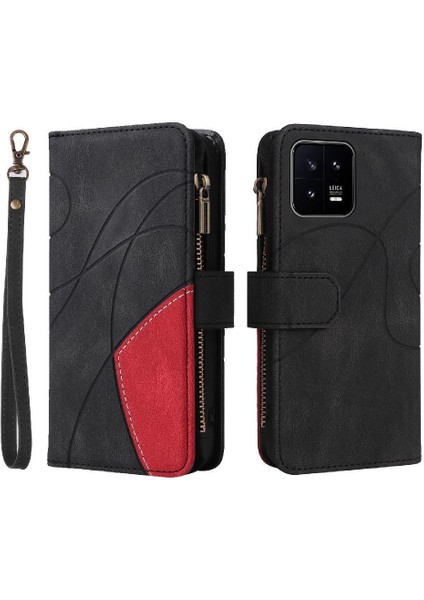 Xiaomi 13 Iki Renkli Dikiş Kickstand Koruyucu Fermuar Cüzdan (Yurt Dışından)