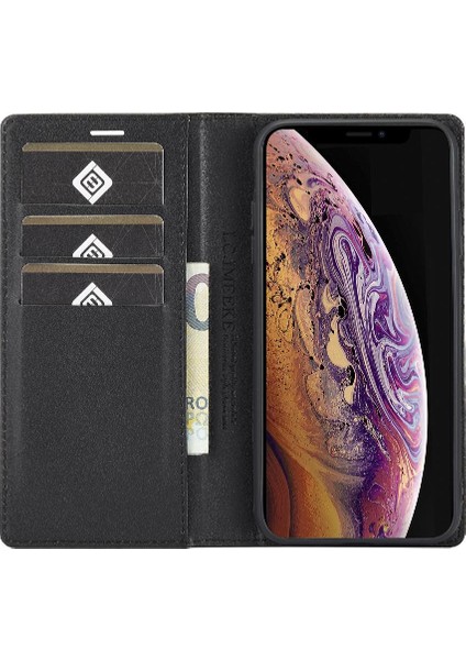 Iphone Xs Max Manyetik Karbon Fiber Deri Folio Flip Case (Yurt Dışından)