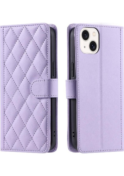 Iphone 15 Için Telefon Kılıfı Artı Kafes Manyetik El Kayışı Kart Yuvaları Flip (Yurt Dışından)