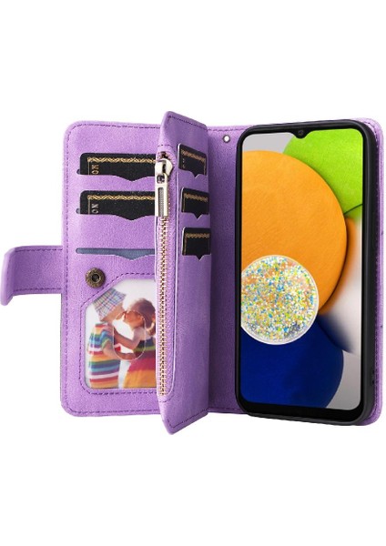 Samsung Galaxy A03 Iki Renkli Dikiş Fermuar Cüzdan Tarzı Dokuz (Yurt Dışından) fırsatları