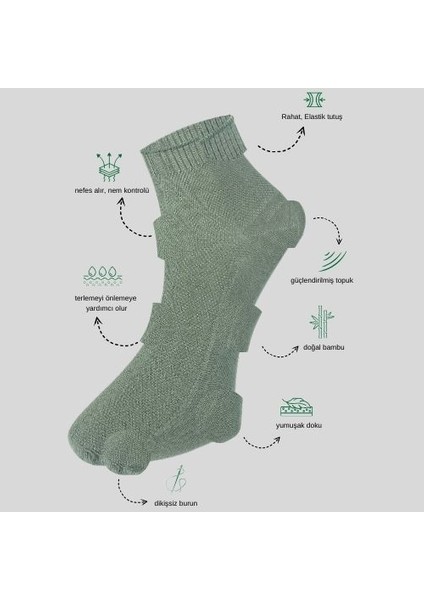 Kral Socks - Erkek Patik Lacose Kabartma Desenli (5 Adet) Bambu Dikişsiz Parfümlü Kısa Çorap