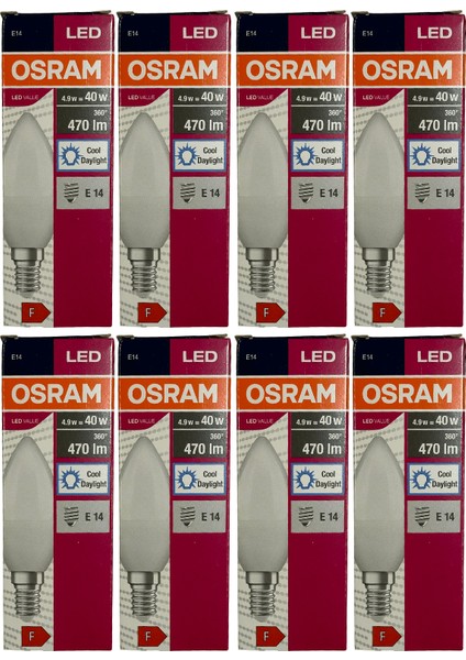 4,9W (40W) 6400K (Beyaz Işık) E14 Duylu LED Ampul (8 Adet)