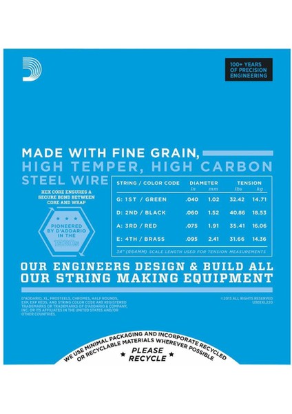 EXL220 Long Scale Bas Gitar Teli (40-95) fiyatları