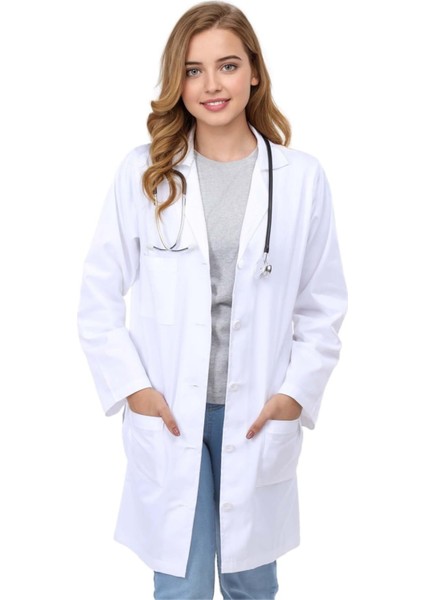 Kadın Doktor Eczacı Dişçi Veteriner Labaratuvar Hemşire Asistan Öğrenci Klasik Yaka Önlük