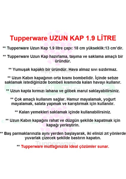 Uzun Kap 1.9 Lt Mor Hazırlama Saklama Kabı Hsgl
