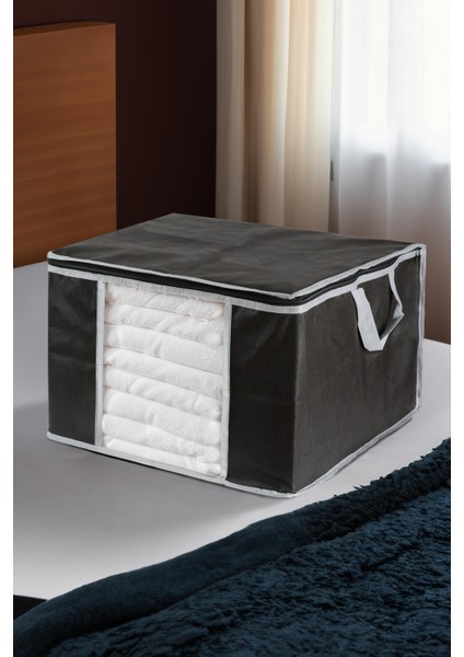 Gri Pencereli Yastık Yorgan Kazak Hurcu Saklama Çantası Hurç