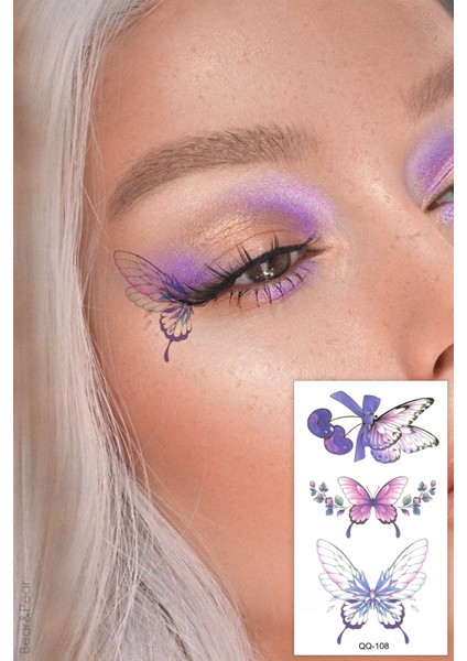 Pastel Renkli Kelebek Dövmesi Mini Tattoo