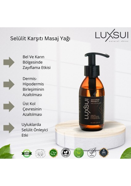 Selülit Karşıtı Masaj Yağı 150 ml + %100 Doğal At Kılı Fırçası Hediye