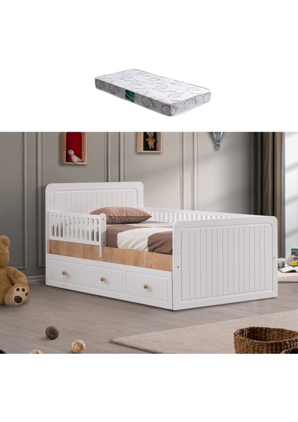 Montessori Yatak, Lena Yavrulu Montessori Karyola - Ceviz + 1 Adet Comfort Yatak