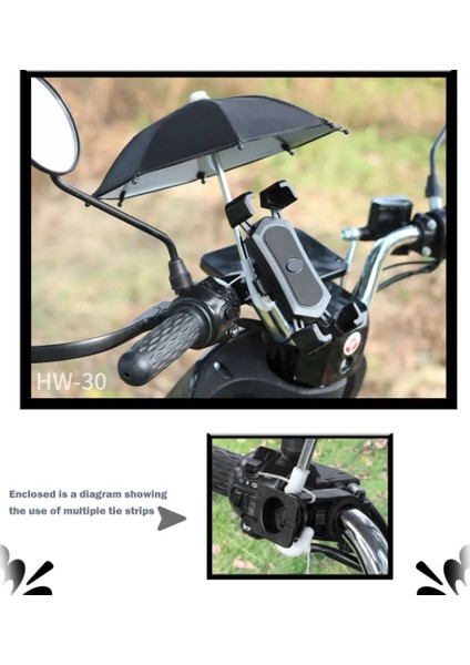 Siyah Stil Mini Motosiklet Telefon Tutucu Yağmur Şemsiye Güneşlik Şemsiye Mini Bebek Şemsiye Oyuncak Motosiklet Dekorasyon Bisiklet Aksesuarları (Yurt Dışından) indirimleri