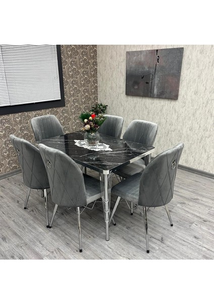 Rodonit 80-120 Ck Gümüş 6 Kişilik Mutfak Masası Takımı fiyatları