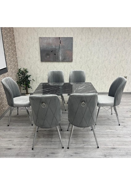 Rodonit 80-120 Ck Gümüş 6 Kişilik Mutfak Masası Takımı modelleri