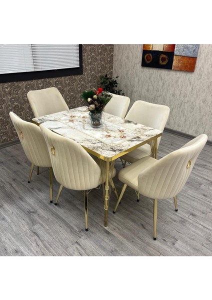 80-120 Ck Gold 6 Kişilik Mutfak Masası Takımı