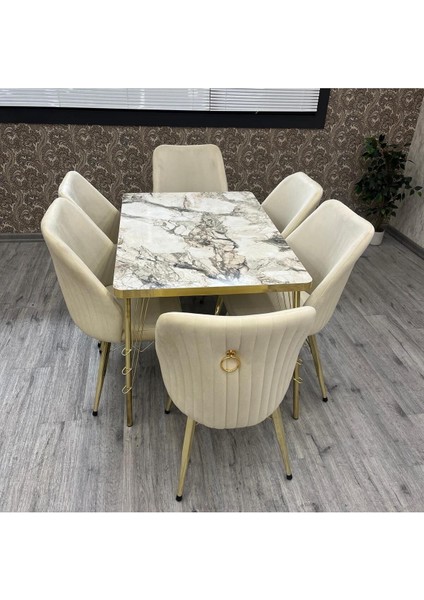 80-120 Ck Gold 6 Kişilik Mutfak Masası Takımı