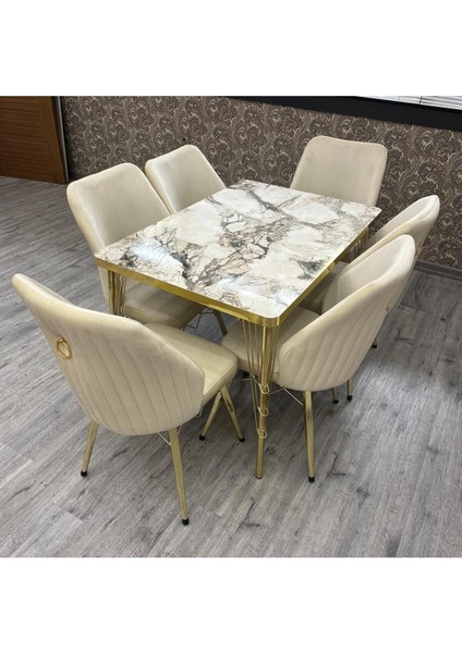 80-120 Ck Gold 6 Kişilik Mutfak Masası Takımı