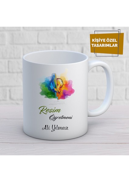 Kişiye Özel Isim Yazılabilir Resim Öğretmeni Kupa Bardak
