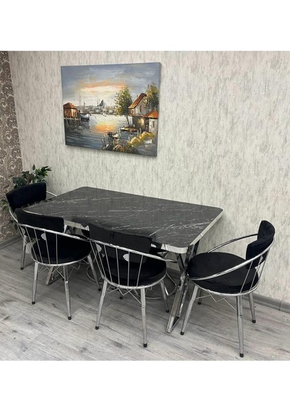 Mutfak Masası Takımı 6 Kişilik Mutfak Masa Takımı New Uzay Galaksy Masa