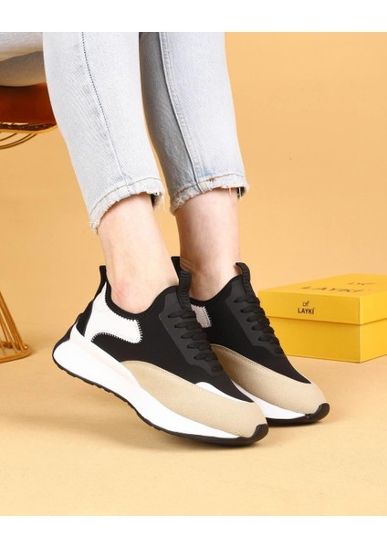 Dracia Siyah&bej Renkli Lüx Süet Kadın Günlük Yürüyüş Ayakkabısı fiyatları