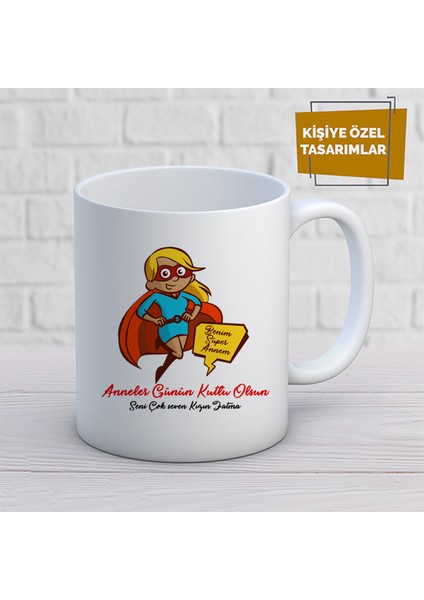Kişiye Özel Isim Yazılabilir Anneler Günün Kutlu Olsun Kupa Bardak