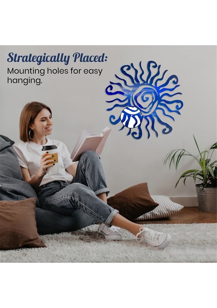 Sun Metal Duvar Sanatı Dış Mekan Dekoru - 11,8 Inç Pas Korumalı Duvar Heykeli - Bahçe Mavisi Için Mükemmel,декоративные Подарки (Yurt Dışından) indirimleri