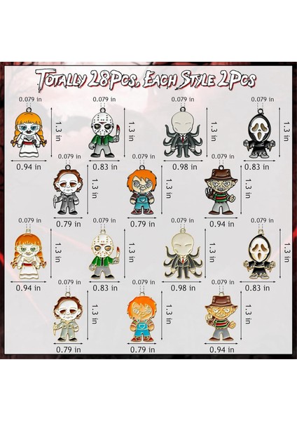 28 Adet Korku Klasik Film Karakteri Charms Cadılar Bayramı Emaye Kolye, Takı Yapımı Için Korku Alaşım Charm Kolye,декоративные Подарки (Yurt Dışından) fırsatları