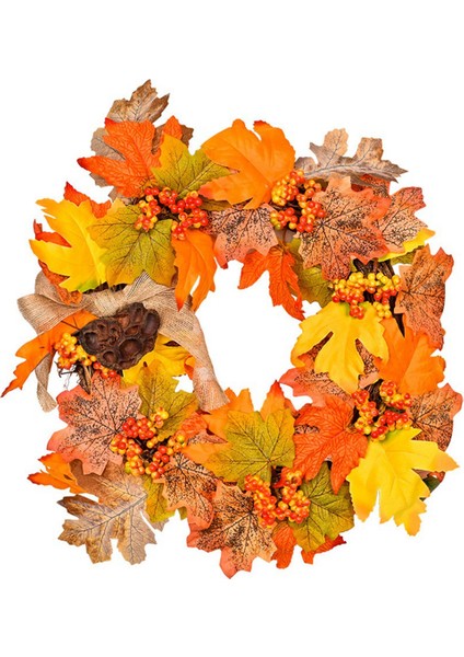 Sonbahar Hasat Festivali Akçaağaç Yaprağı Çelenk Akçaağaç Yaprağı Kırmızı Berry Lotus Rattan Kapı Asılı Sgiving Günü Dekorasyon,декоративные Подарки (Yurt Dışından)