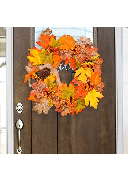 Sonbahar Hasat Festivali Akçaağaç Yaprağı Çelenk Akçaağaç Yaprağı Kırmızı Berry Lotus Rattan Kapı Asılı Sgiving Günü Dekorasyon,декоративные Подарки (Yurt Dışından) indirimleri