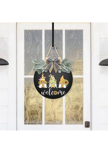 Ön Kapı Için Hoş Geldiniz Tabelaları - Kapı Dekorları Tatiller Için Duvar Süslemeleri - Cüceler, Ayçiçekleri, Siyah Fiyonklu Duvar Dekoru,декоративные Подарки (Yurt Dışından) modelleri