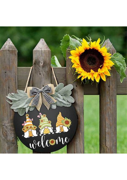 Ön Kapı Için Hoş Geldiniz Tabelaları - Kapı Dekorları Tatiller Için Duvar Süslemeleri - Cüceler, Ayçiçekleri, Siyah Fiyonklu Duvar Dekoru,декоративные Подарки (Yurt Dışından) indirimleri
