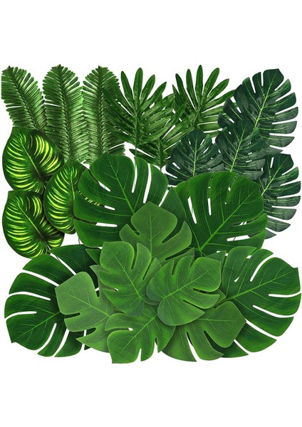 88 Parça Palmiye Orman Yaprakları 8 Çeşit Sahte Tropikal Monstera Yaprakları Hawaii Luau Parti Plaj Tema Parti Için Sapları Ile,декоративные Подарки (Yurt Dışından)