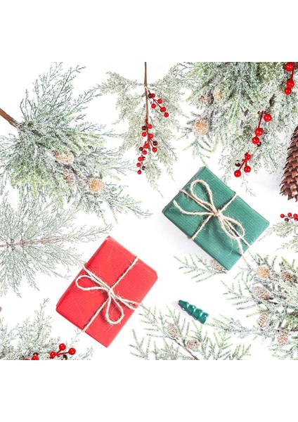 6 Adet Noel Kırmızı Meyveler Kar ile Çam Dalları Kaynaklanıyor 19 Inç Buzlu Sahte Spreyler Yapay Noel,декоративные Подарки (Yurt Dışından) fırsatları