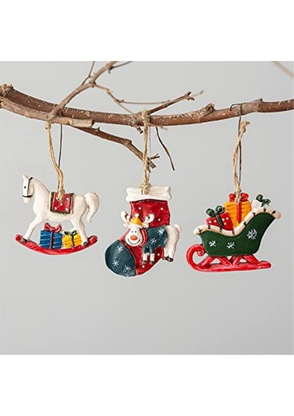 Noel Reçine Küçük Kolye Yılbaşı Ağacı Kolye Süsler Noel Sahne Düzeni Retro El Yapımı Boyama Kolye,декоративные Подарки (Yurt Dışından) indirimleri