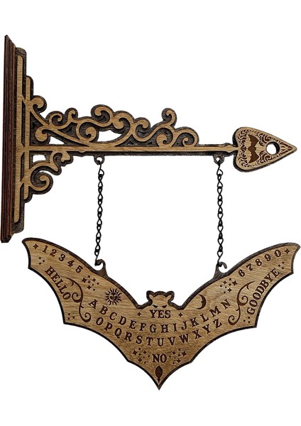 Rustik Yarasa Ouija Ruh Tahtası 2 Taraflı Planchette Braketi - Lazer Kazınmış Ahşap,декоративные Подарки (Yurt Dışından)
