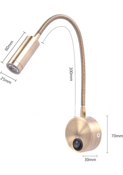 Duvara Monte Okuma Lambası Duvar Lambası Hortum Başucu Lambası Anahtarı Kontrol Minimalist Tarzı Duvar Lambası (Altın Ab Tak),(Yurt Dışından)