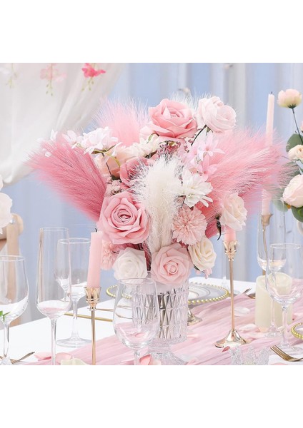 Pampas Çim Pembe 12 Adet 17.7 Inç, Sahte Pampas Çim Pembe Pampas Dekor, Yapay Pampas Çim Kısa Allık Düğün B,декоративные Подарки (Yurt Dışından) fiyatları