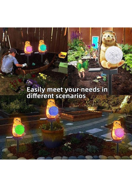 Açık Güneş Enerjili Bahçe Işıkları Kirpi Dekorasyon Işıkları Renk Değiştiren LED Su Geçirmez Bahçe, Veranda,(Yurt Dışından) fiyatları
