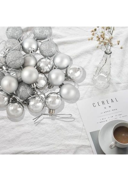 24 Adet Şık Noel Baubles Ağacı Düz Glitter Xmas Süs Topu Dekorasyon Gümüş, (Yurt Dışından) fiyatları