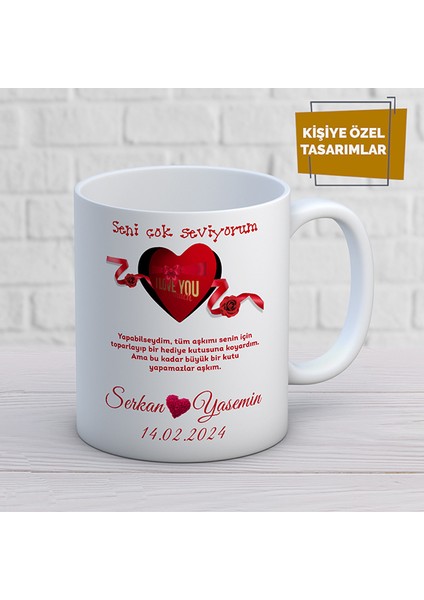 Kişiye Özel Isim Yazılabilir Sevgi Temalı Kupa Bardak