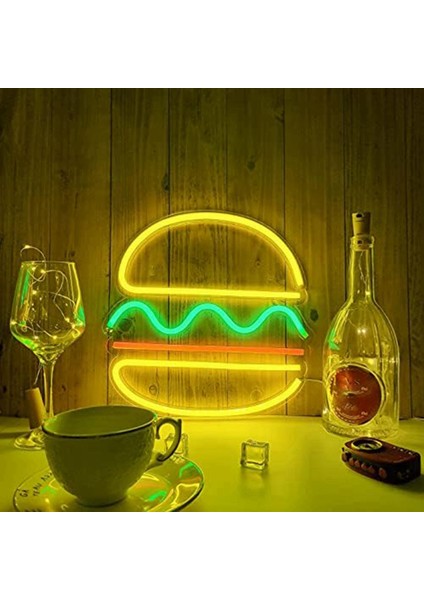 Hamburger Neon Işık Neon Burcu USB Powered Duvar Sanatı Işık Neon Dekor Ev Dekorasyon Parti Düğün Mağaza Restoran Için,(Yurt Dışından) modelleri