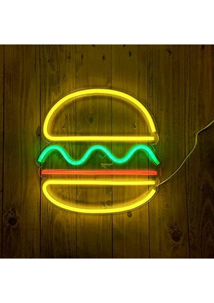 Hamburger Neon Işık Neon Burcu USB Powered Duvar Sanatı Işık Neon Dekor Ev Dekorasyon Parti Düğün Mağaza Restoran Için,(Yurt Dışından) fırsatları