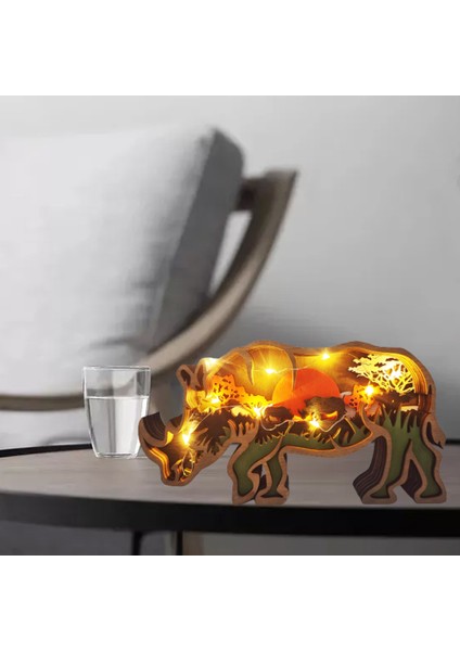 Ahşap Hayvan Heykeli Ofis Ev Dekor Zanaat Süsleme (Işıklarla) (Yurt Dışından) fırsatları