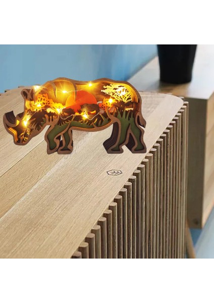 Ahşap Hayvan Heykeli Ofis Ev Dekor Zanaat Süsleme (Işıklarla) (Yurt Dışından) indirimleri
