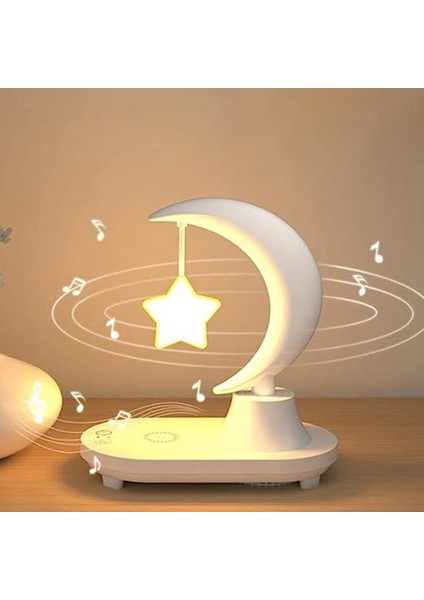 3-In-1 Bluetooth Ses Kablosuz Şarj LED Başucu Romantik Renkli Atmosfer Gece Lambası Yatak Odası Işığı (Yıldız),(Yurt Dışından) fırsatları